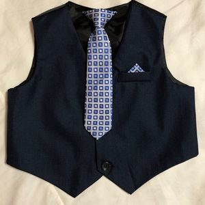 Boys Vest Size 24M, Navy Blue with Tie